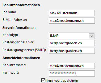 Screenshot Outlook IMAP Konfiguration