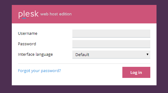Screenshot Plesk Login Formular
